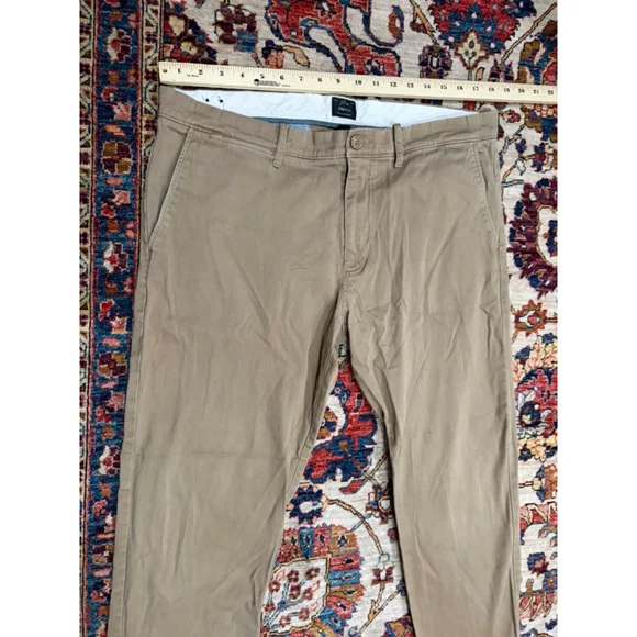 J.Crew Stretch Chino Pants Mens W36 L32 Khaki Classic Straight Cotton - Picture 4 of 9